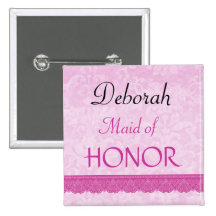 Maid of Honour Pink Lace Wedding Pin
