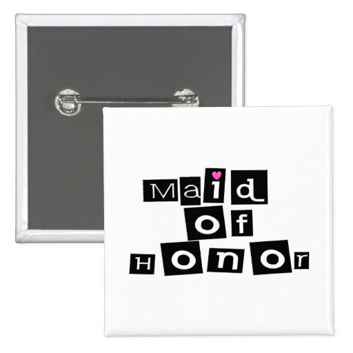 Maid of Honour (Sq Blk) Button