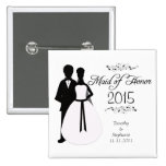 Maid of honour swirls wedding favour pinback butto