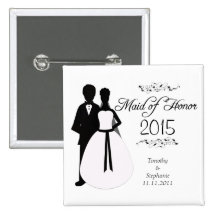 Maid of honour swirls wedding favour pinback butto