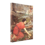 Maiden Picking Flowers by a Stream Stretched Canvas Print
