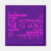 Maids of Honour Wedding Party Favours : Qualities Refrigerator Magnets