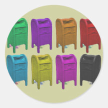 Mailbox POPART Gifts for Postal Workers Round Sticker