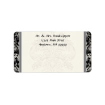 Mailing Labels - Fleur di Lys Damask - Black