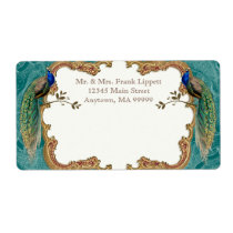 Mailing Labels - Golden Peacock & Calligraphy