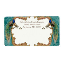 Mailing Labels - Golden Peacock & Calligraphy