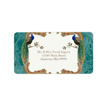 Mailing Labels - Golden Peacock & Calligraphy