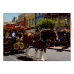 Main Street Trolley pastel drawing Greeting Cards