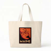 Maine art deco retro travel poster canvas bags