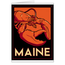 Maine art deco retro travel poster greeting cards
