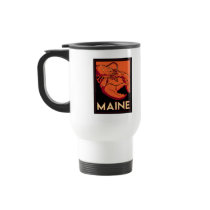 Maine art deco retro travel poster coffee mugs