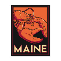 Maine art deco retro travel poster post card
