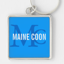 Maine Coon Cat Breed Monogram Keychain