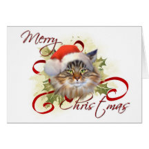 Maine Coon Cat Christmas Card