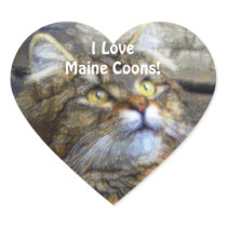 Maine Coon Cat Lover Heart Gift Stickers