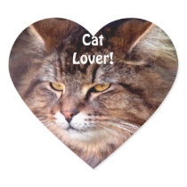 Maine Coon Cat Lover Heart Gift Stickers