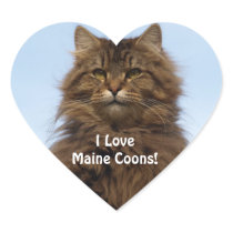 Maine Coon Cat Lover Heart Gift Stickers