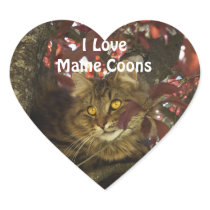 Maine Coon Cat Lover Heart Gift Stickers