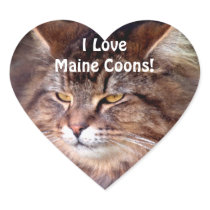Maine Coon Cat Lover Heart Gift Stickers