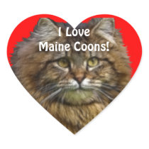 Maine Coon Cat Lover Heart Gift Stickers