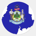 Maine Flag Map Round Sticker