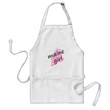 Maine Girl with Scribbled Maine Map Aprons