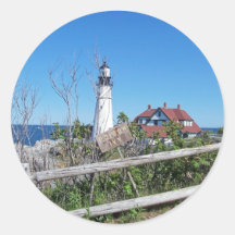 Maine Lighthouse Round Stickers