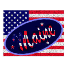 Maine US flag postcard