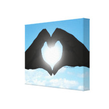 Mains en silhouette de forme de coeur sur le ciel  impression sur toile