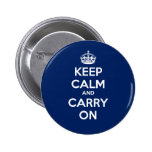 Maintenez calme et continuez le bouton de cercle - badges avec agrafe