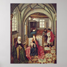 Maître néerlandais - famille sainte dans la chambr posters