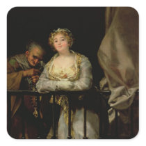 Maja and Celestina on a Balcony, 1805-12 Square Sticker
