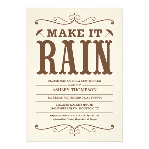 "Make it Rain" Vintage Baby Shower Invitations