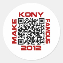 Make Kony Famous 2012 Video QR Code Joseph Kony Round Stickers