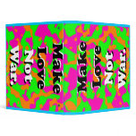 Make Love Not War Neon Camo BINDER 80s Retro VTG