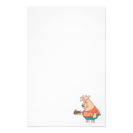 make mine swine funny pigging out pig hog cartoon customized stationery