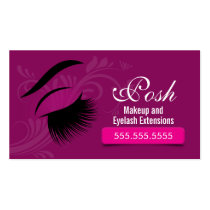 Makeup Artist and Eyelash Extensions Purple business cards