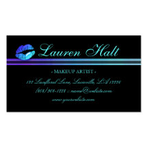 Makeup Artist Glossy Mini Lips N Lace Blue Business Card Templates