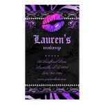 Makeup Artist Lips N Lace Purple Zebra Business Card Template