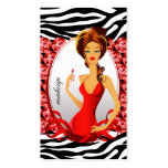 Makeup Artist Lips N Lipstick Zebra Red Diamonds Business Card Template