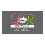 Makeup Artist Monograms Business Cards Pink Grey