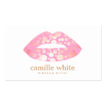 Makeup Artist Pink and Gold Lips Business Cards