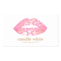 Makeup Artist Pink and Gold Lips business cards