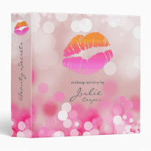 Makeup Artist Portfolio Binder Pink Lips & Lights