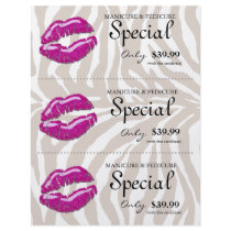 Makeup Beauty Flyer Glossy Pink Lips Zebra