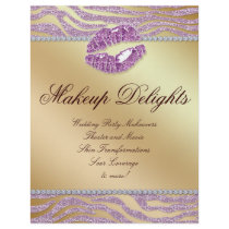 Makeup Flyer Hair Salon Zebra Sparkle Pink Gold