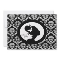 Makeup Party Invitation Butterfly Woman Silhouette