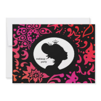 Makeup Party Invitation Crown Colourful Woman