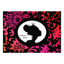 Makeup Party Invitation Crown Colourful Woman