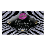 Makeup Zebra Business Card Sparkle Pink Black